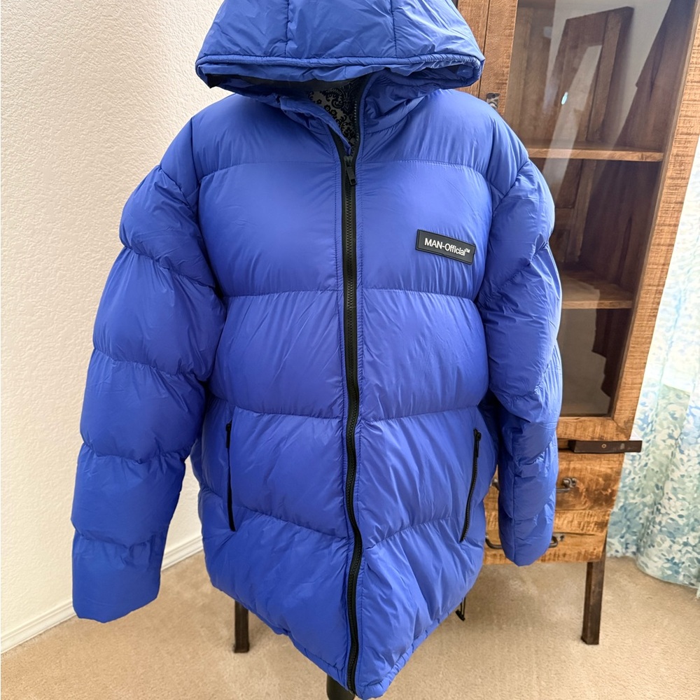 Boohoo Bold Blue Men's Puffer Jacket